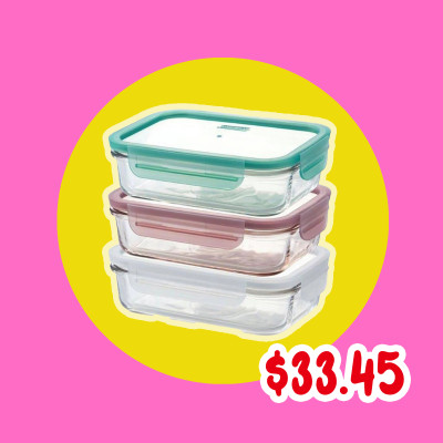 New Arrival-3 Piece Rectangle Glass Container Set 710ml